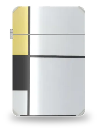 Composition en losange avec jaune, noir, bleu, rouge et gris de Piet Mondrian – boîtier d’art pour insert de briquet