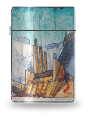 Centrale elettrica (La Città Nuova) di Antonio Sant’Elia – cover d’arte per inserto di accendino