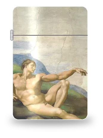 Die Erschaffung Adams, Diptychon: linke Tafel (Adam) von Michelangelo – Kunsthülle für einen Feuerzeugeinsatz