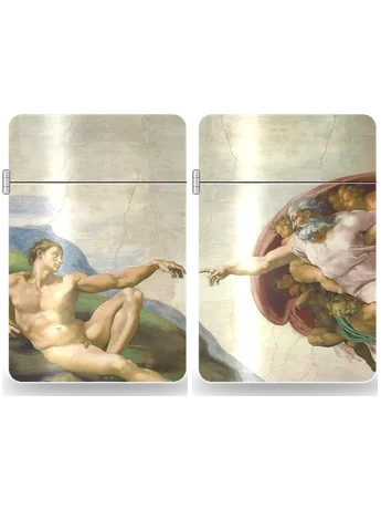 La Création d’Adam – coffret diptyque de 2 boîtiers de Michel-Ange – boîtier d’art pour insert de briquet