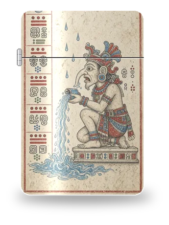 Dresdner Codex · Regengott Chaak von Altamerika · Maya – Kunsthülle für einen Feuerzeugeinsatz