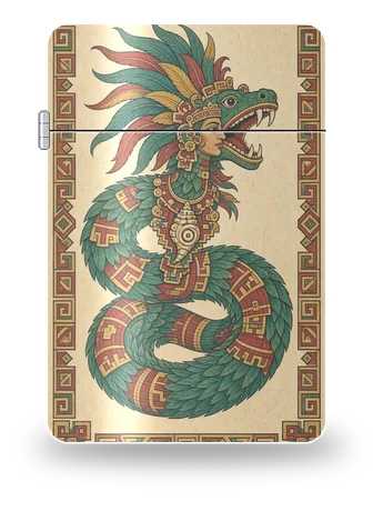 Quetzalcoatl, il Serpente piumato di Americhe antiche · Aztechi – cover d’arte per inserto di accendino