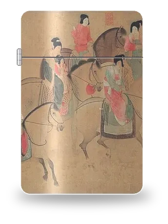 Frühlingsausritt der Dame Guoguo (Song-Kopie) von Nach Zhang Xuan / Kopie Kaiser Huizong zugeschr. – Kunsthülle für einen Feuerzeugeinsatz