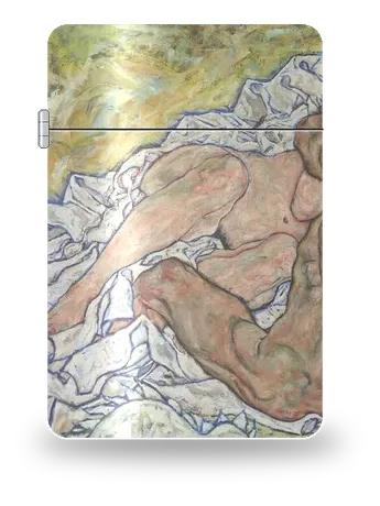 The Embrace Diptych: Left Panel (Legs & Sheets) by Egon Schiele — art case for a lighter insert