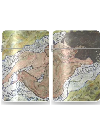 L’abbraccio – set dittico di 2 custodie di Egon Schiele – cover d’arte per inserto di accendino