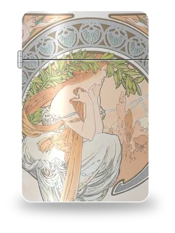 Die Künste: Poesie von Alphonse Mucha – Kunsthülle für einen Feuerzeugeinsatz