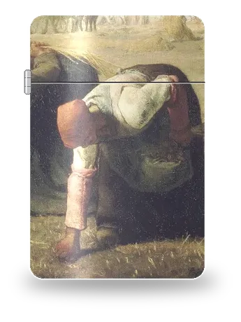 Le spigolatrici, trittico: pannello centrale (fazzoletto rosso) di Jean-François Millet – cover d’arte per inserto di accendino