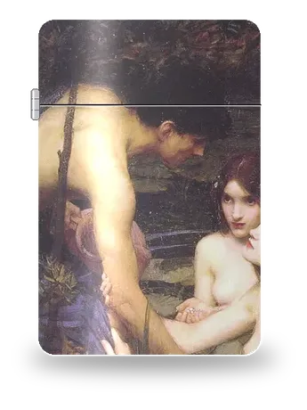Hylas and the Nymphs Quadriptych: Centre-Left Panel (Hylas and the Reaching Nymph) by John William Waterhouse — art case for a lighter insert