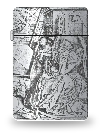 Melencolia I (gravure laser) de Albrecht Dürer – boîtier d’art pour insert de briquet