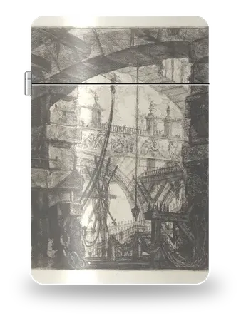 Carceri, tav. IV: la grande piazza di Giovanni Battista Piranesi – cover d’arte per inserto di accendino
