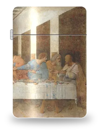 Das Abendmahl, Triptychon: rechte Tafel (Matthäus, Thaddäus und Simon) von Leonardo da Vinci – Kunsthülle für einen Feuerzeugeinsatz