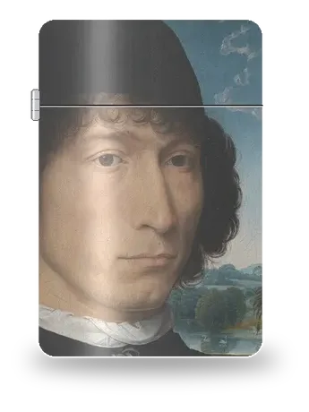 Ritratto d'uomo con moneta romana di Hans Memling – cover d’arte per inserto di accendino