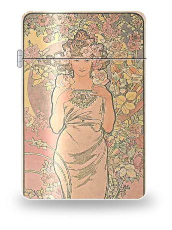 I Fiori: la Rosa di Alphonse Mucha – cover d’arte per inserto di accendino