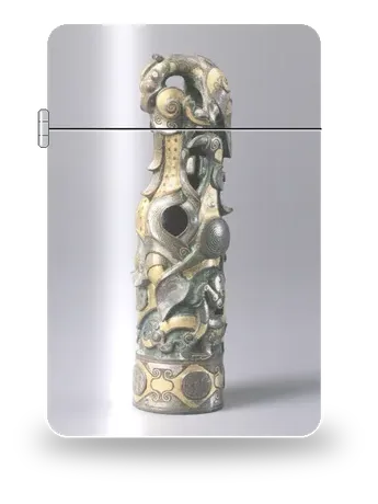Bronze Finial Inlaid with Gold and Silver by Eastern Zhou (Spring & Autumn / Warring States) — art case for a lighter insert