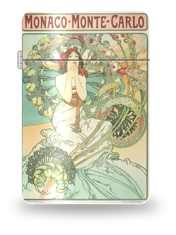Monaco Monte-Carlo di Alphonse Mucha – cover d’arte per inserto di accendino