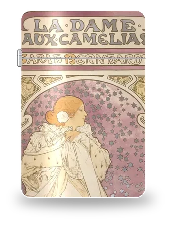 La Dame aux Camélias de Alphonse Mucha – boîtier d’art pour insert de briquet