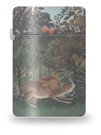 Le Lion, ayant faim, se jette sur l’antilope de Henri Rousseau – boîtier d’art pour insert de briquet