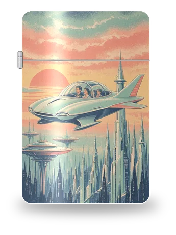 Atomic-Age Sky Cruiser by Star Raft Voyages · Retro Futures — art case for a lighter insert