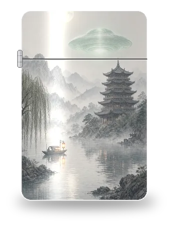 Moonlit Pagoda Saucer by Star Raft Voyages · UFO — art case for a lighter insert