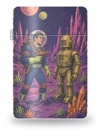 Encounter on the Amethyst Planet by Star Raft Voyages · Retro Futures — art case for a lighter insert