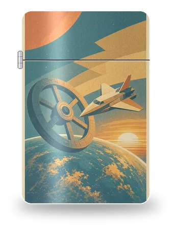 Wheel Station Sunrise by Star Raft Voyages · Retro Futures — art case for a lighter insert