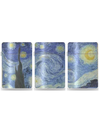 Notte stellata – set trittico di 3 custodie di Vincent van Gogh – cover d’arte per inserto di accendino
